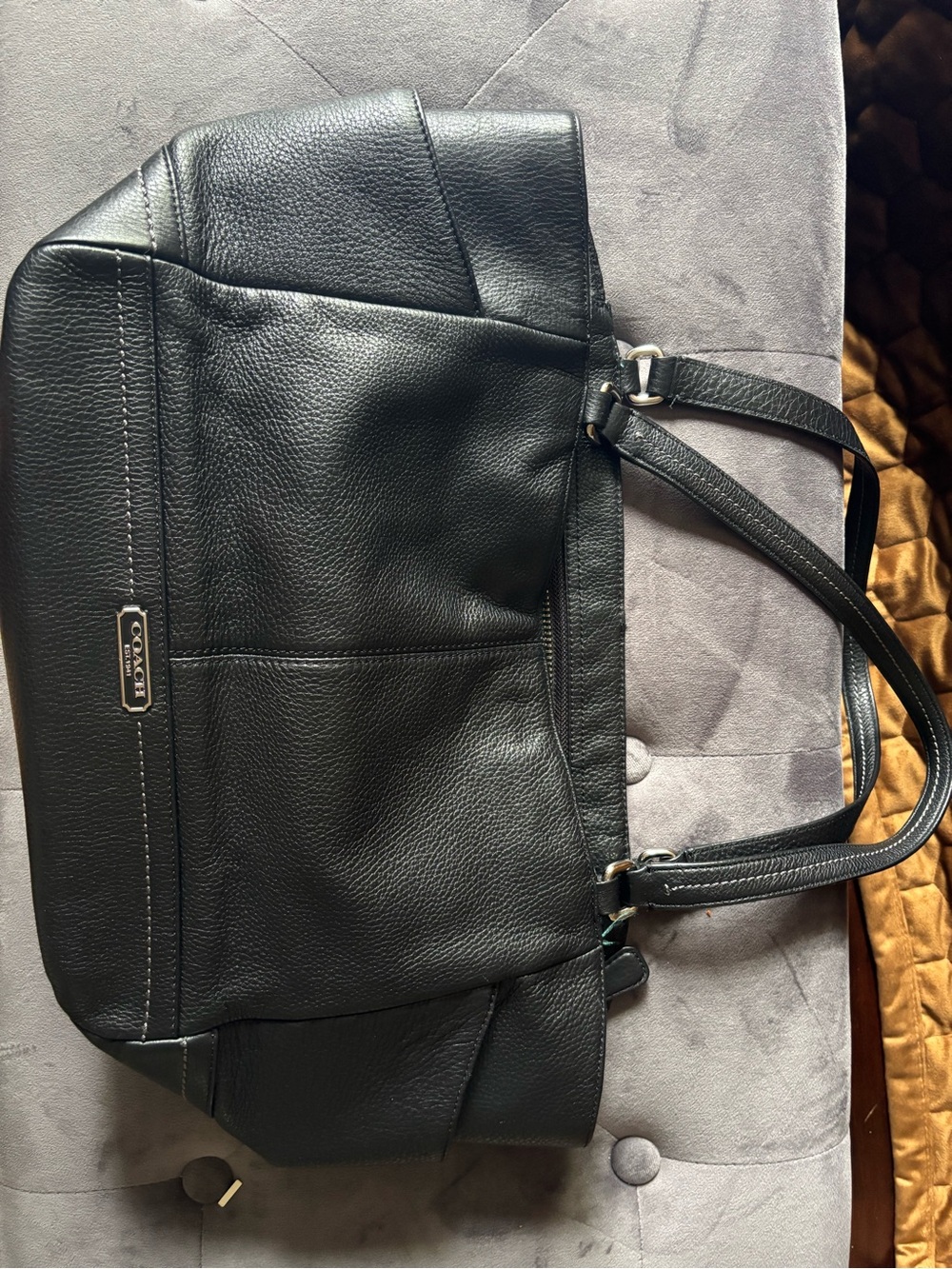 Coach Black Pebbled Leather Shoulder Tote